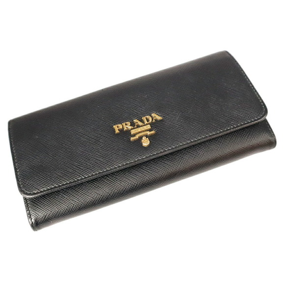 Prada Wallet Long Leather Accessory Black Saffiano - Picture 1 of 6